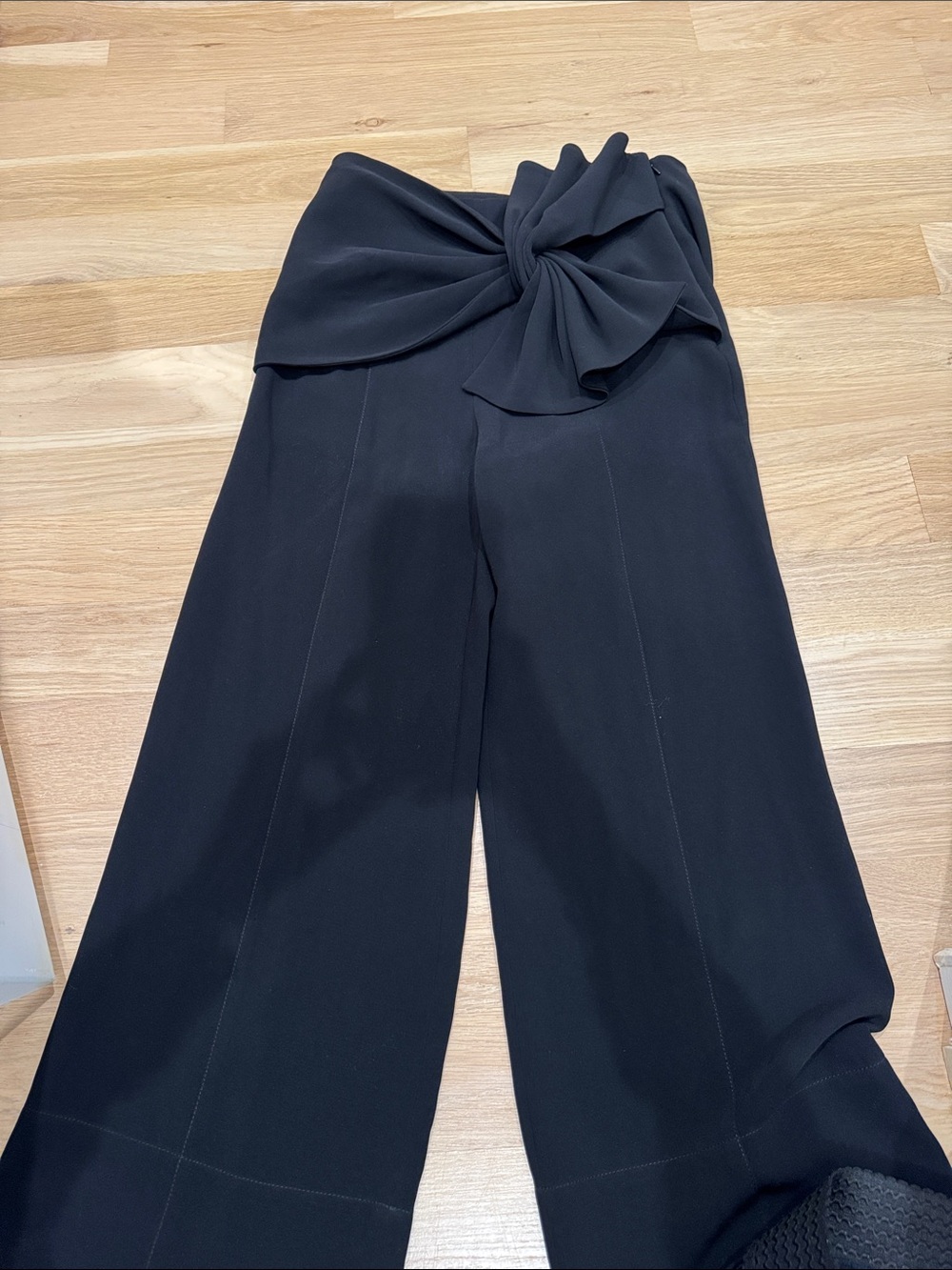 cinq a sept Black Wide-Leg Pants with Front Knot Waist